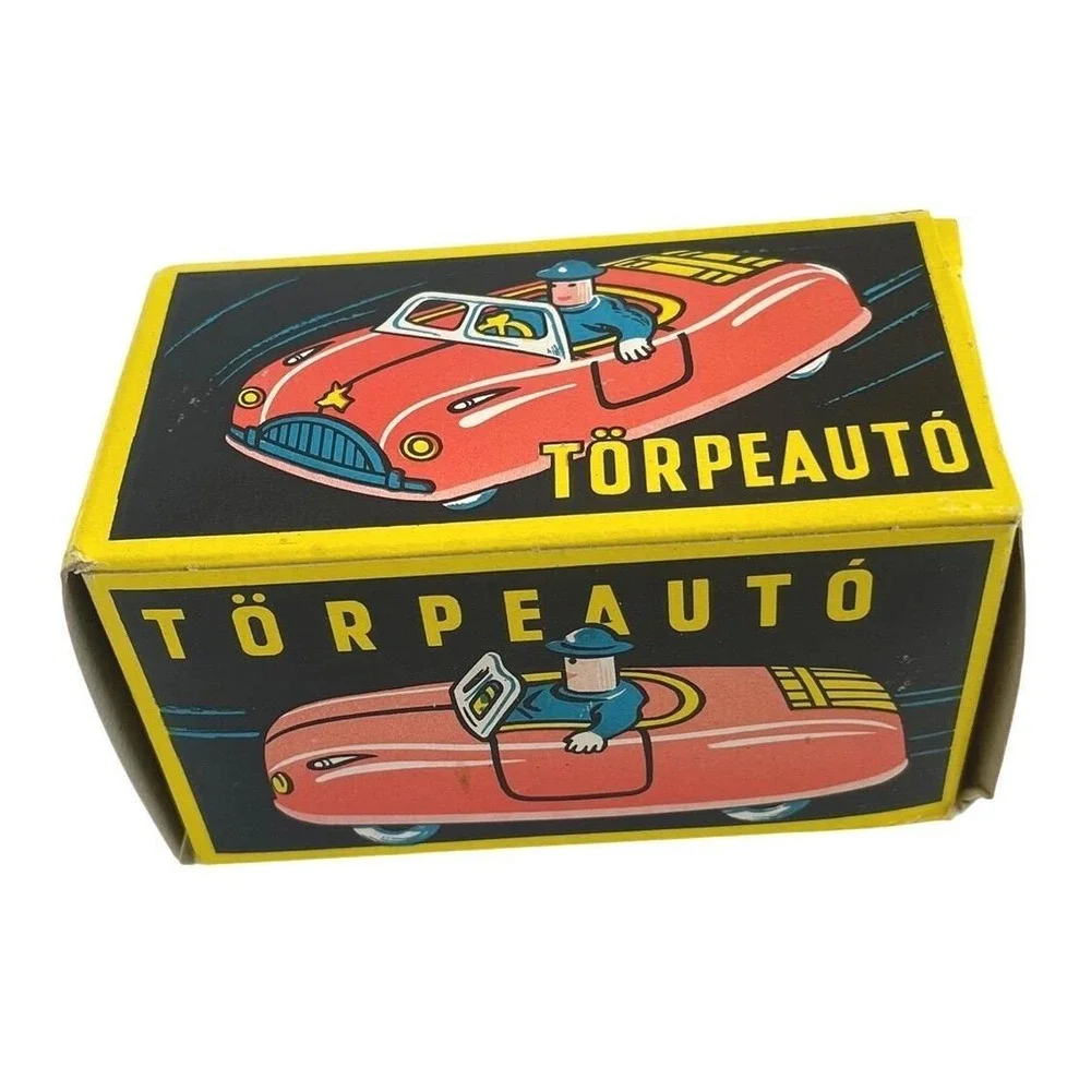 Vintage Törpeautó Tin Toy Car with Original Box – Lemezáru Gyár Hungary 1960s‎